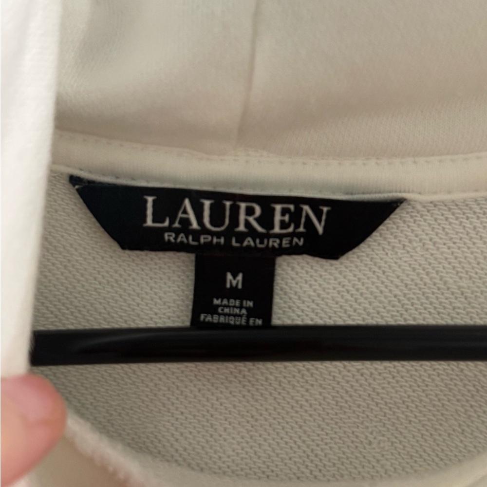 Ralph Lauren White Hoodie with Black Logo Stripes - Picture 4 of 8
